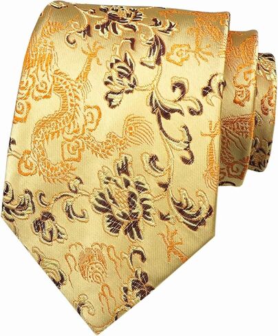 الرجال التنين التعادل الفاوانيا التطريز المنسوجة الزفاف الرسمي الحرير ربطات العنق هدية 3.54" in Kuwait