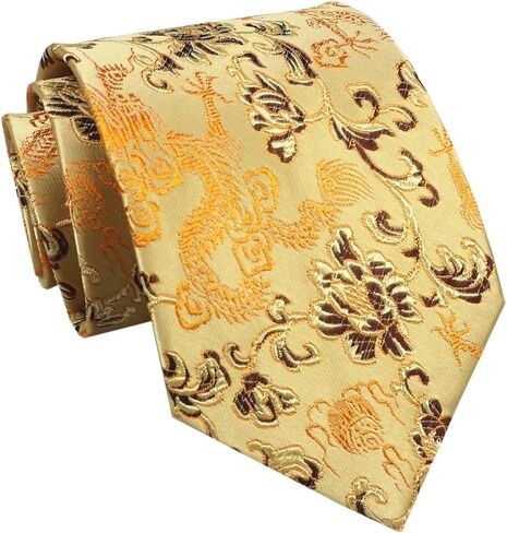 الرجال التنين التعادل الفاوانيا التطريز المنسوجة الزفاف الرسمي الحرير ربطات العنق هدية 3.54" in Kuwait