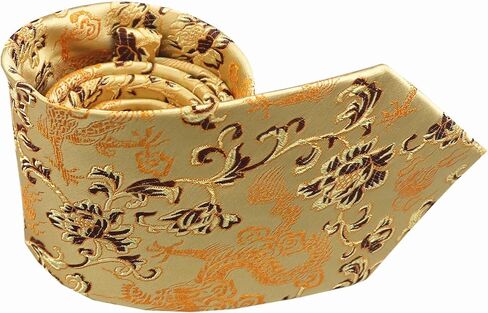 الرجال التنين التعادل الفاوانيا التطريز المنسوجة الزفاف الرسمي الحرير ربطات العنق هدية 3.54" in Kuwait