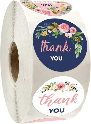 500 ملصق لاصق على شكل زهور شكرًا لك، ملصقات دائرية مقاس 1.4 بوصة 6 تصميمات مختلفة، ملصقات شكرًا لك مثالية لأعياد الميلاد، هدايا الزفاف، حفلات استقبال المولود الجديد، الأعمال الصغيرة والبوتيكات. in Kuwait
