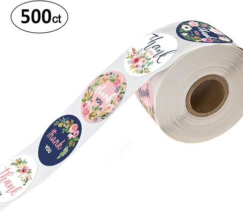 500 ملصق لاصق على شكل زهور شكرًا لك، ملصقات دائرية مقاس 1.4 بوصة 6 تصميمات مختلفة، ملصقات شكرًا لك مثالية لأعياد الميلاد، هدايا الزفاف، حفلات استقبال المولود الجديد، الأعمال الصغيرة والبوتيكات. in Kuwait