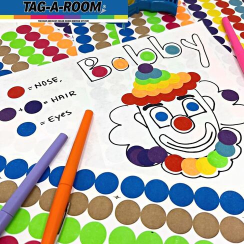 Tag-A-Room 1260 Colored Dot Stickers 3/4 Inch Round Color Coding Labels Circle Dot Label Sticker for Offices, Classrooms, Paper, etc., 10 Bright Colors, 8 1/2" x 11" Sheet in Saudi Arabia