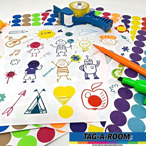 Tag-A-Room 1260 Colored Dot Stickers 3/4 Inch Round Color Coding Labels Circle Dot Label Sticker for Offices, Classrooms, Paper, etc., 10 Bright Colors, 8 1/2" x 11" Sheet in Saudi Arabia