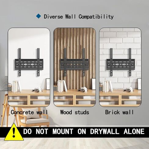 Tilt TV Wall Mount for Most 26 "-63 "TVs, Universal TV Mount Max VESA 400x400mm,Hold up to 99 lbs, 32 37 39 40 42 43 47 48 50 55 Inch Low Profile Wall Mount TV Bracket in Kuwait