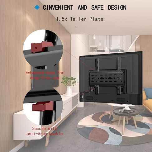 Tilt TV Wall Mount for Most 26 "-63 "TVs, Universal TV Mount Max VESA 400x400mm,Hold up to 99 lbs, 32 37 39 40 42 43 47 48 50 55 Inch Low Profile Wall Mount TV Bracket in Kuwait