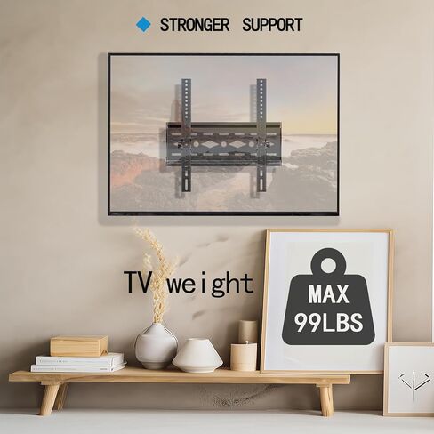 Tilt TV Wall Mount for Most 26 "-63 "TVs, Universal TV Mount Max VESA 400x400mm,Hold up to 99 lbs, 32 37 39 40 42 43 47 48 50 55 Inch Low Profile Wall Mount TV Bracket in Kuwait