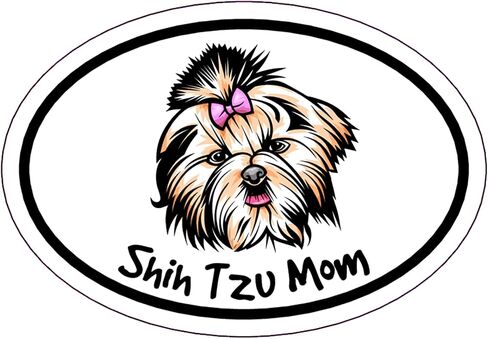 مغناطيس WickedGoodz البيضاوي Shih Tzu Mom - ملصق سيارة مغناطيسي من سلالة الكلاب in Saudi Arabia