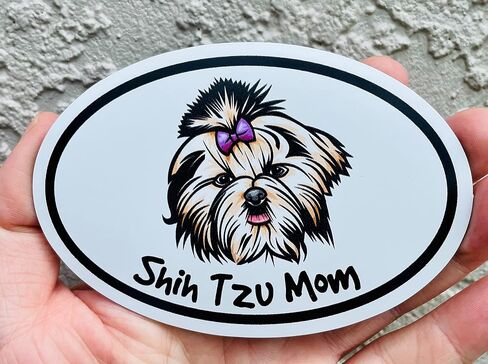 مغناطيس WickedGoodz البيضاوي Shih Tzu Mom - ملصق سيارة مغناطيسي من سلالة الكلاب in Saudi Arabia