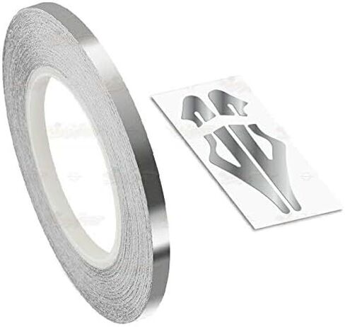 Decal Tape Vinyl Sticker for Vehicle Bodies & Parts Silver Chrome 1/8" PIN Stripe 32 ft Length for Cars Bumpers Models Helmets Motorcycles Dashboards Bodyworks in Saudi Arabia