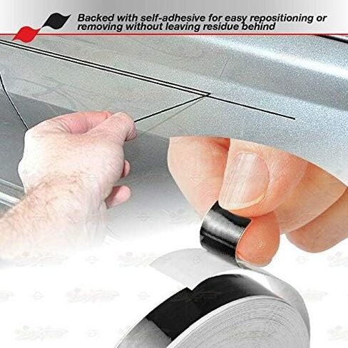 Decal Tape Vinyl Sticker for Vehicle Bodies & Parts Silver Chrome 1/8" PIN Stripe 32 ft Length for Cars Bumpers Models Helmets Motorcycles Dashboards Bodyworks in Saudi Arabia