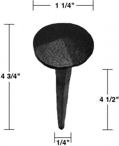 يقوم المُجددون بتوريد مسامير Clavos مقاس 4-3/4 بوصة. مسامير زخرفية من الحديد المطاوع باللون الأسود للحظيرة أو البوابة أو مصراع النوافذ أو الأبواب مع لمسة نهائية من مسحوق أسود in Kuwait