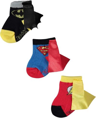 أحذية DC Comics Justice League للأطفال الأولاد مكونة من 3 قطع - جوارب باتمان للأطفال مع سوبرمان وفلاش (3 عبوات، 0-12 شهرًا) in Saudi Arabia