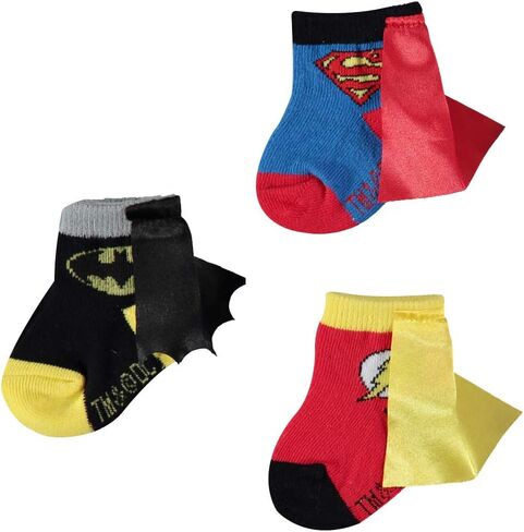 أحذية DC Comics Justice League للأطفال الأولاد مكونة من 3 قطع - جوارب باتمان للأطفال مع سوبرمان وفلاش (3 عبوات، 0-12 شهرًا) in Saudi Arabia