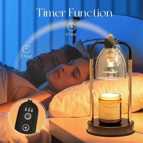 Candle Warmer Lamp with Timer: Candle Warming Lamp for Jar with 2 Bulbs Black Brightness Adjustable Candle Lamps Home Decor Mothers Day Birthday Gift for Mom in Saudi Arabia