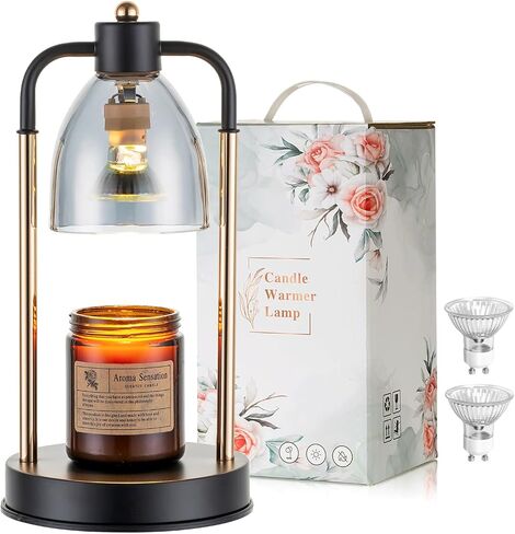 Candle Warmer Lamp with Timer: Candle Warming Lamp for Jar with 2 Bulbs Black Brightness Adjustable Candle Lamps Home Decor Mothers Day Birthday Gift for Mom in Saudi Arabia