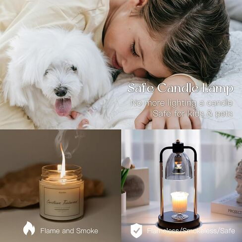 Candle Warmer Lamp with Timer: Candle Warming Lamp for Jar with 2 Bulbs Black Brightness Adjustable Candle Lamps Home Decor Mothers Day Birthday Gift for Mom in Saudi Arabia