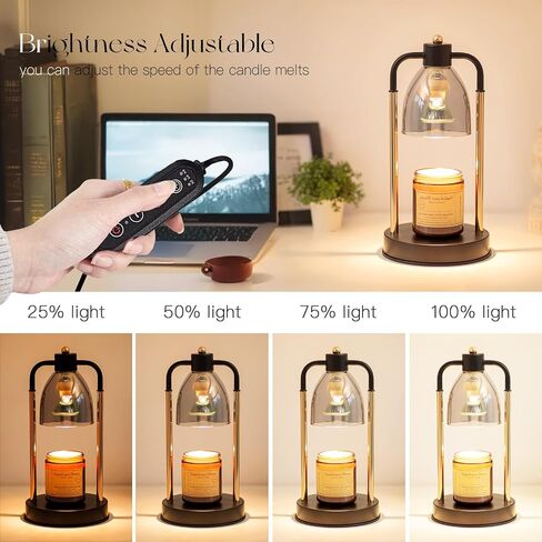 Candle Warmer Lamp with Timer: Candle Warming Lamp for Jar with 2 Bulbs Black Brightness Adjustable Candle Lamps Home Decor Mothers Day Birthday Gift for Mom in Saudi Arabia
