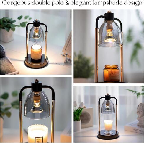 Candle Warmer Lamp with Timer: Candle Warming Lamp for Jar with 2 Bulbs Black Brightness Adjustable Candle Lamps Home Decor Mothers Day Birthday Gift for Mom in Saudi Arabia