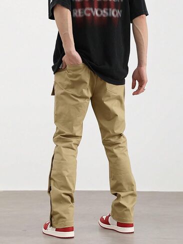 WDIRARA Men's Drawstring Waist Button Side Streetwear Long Cargo Pants with Pockets in Saudi Arabia