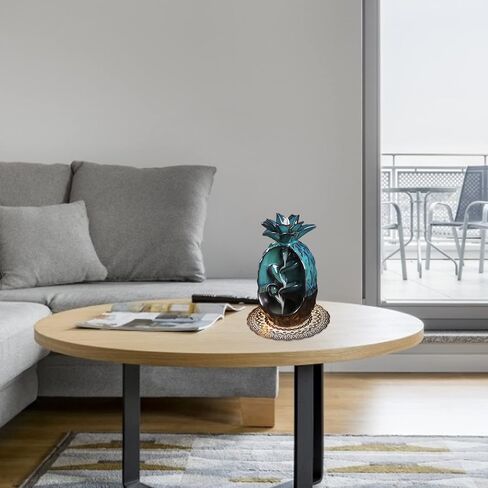 مبخرة بخور سيراميك، حامل بخور بتدفق خلفي، مبخرة بخور بتصميم الأناناس مع 120 مخروط بخور بتدفق خلفي + 30 عصا بخور + 1 وسادة زخرفية، زينة منزلية برائحة العلاج العطري in Kuwait