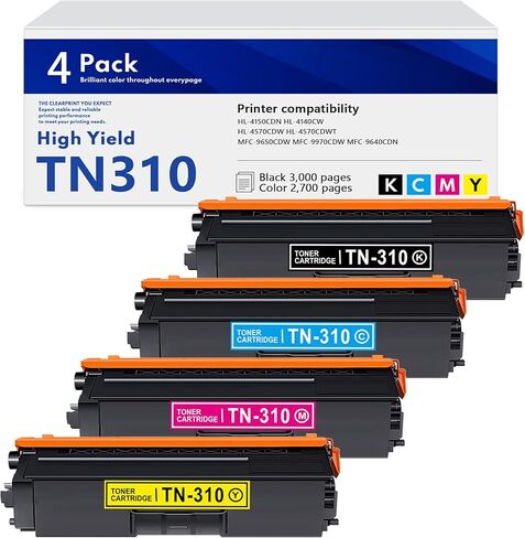 TN-310 Toner Cartridge Set: Replacement for Brother TN336 TN310 TN315 TN331 (KCMY, 4-Pack) Works for HL-4150CDN HL-4570CDW MFC-9970CDW Printer in Saudi Arabia