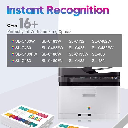 خرطوشة حبر بديلة متوافقة مع ONLYU لجهاز Samsung CLT 404s CLT-K404s CLT-C404s CLT-M404s CLT-Y404s للاستخدام مع طابعة Samsung SL C430W Samsung C480fw (4 عبوات) in Kuwait