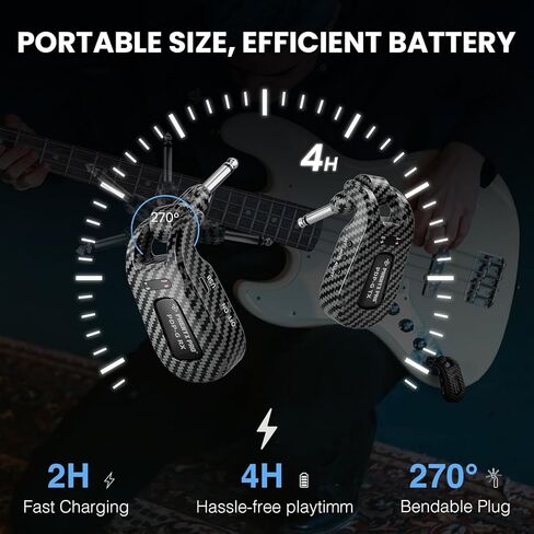 مجموعة استقبال جهاز إرسال الجيتار اللاسلكي، نظام جيتار لاسلكي رقمي قابل لإعادة الشحن من فينيكس برو 2.4 جيجا هرتز، تشغيل 100 قدم مع 18 ترددات، نظام لاسلكي للجيتار (PDP-G) in Kuwait