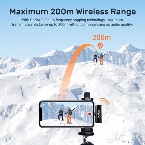 GODOX WES1 Kit2 Wireless Lavalier Microphone for iPhone, MFi Certified, Plug and Play, Noise Cancelling Lapel Mic with 656ft Transmission, Compatible with iPhone, iPad, for Vlogs/Interviews/Live in Saudi Arabia