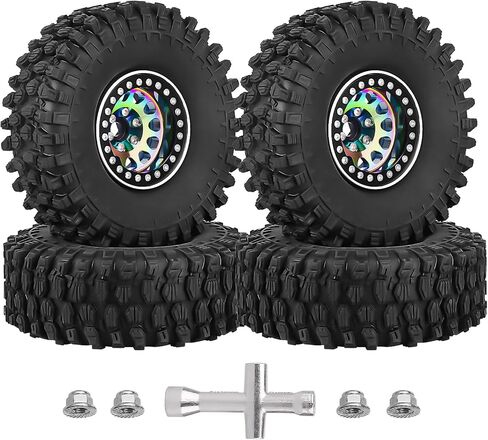 HobbyPark 1.9 عجلات خرز قوس قزح إزاحة سلبية - طبق عميق 10 مم لـ TRX4 المحوري SCX10 II III RR10 Wraith Redcat Gen 8 VS4-10 RC4WD 1/10 مقياس RC عجلة ألومنيوم زاحفة، 4 قطع in Saudi Arabia
