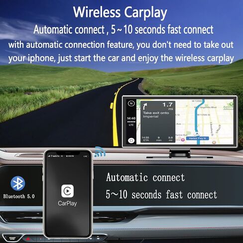 11.26 inch Portable Carplay Screen for Car, HD Touch Screen Double Din Car Stereo Compatible with Wireless Apple CarPlay and Android Auto/Navigation/Siri/Bluetooth Fits All Vehicles in Kuwait