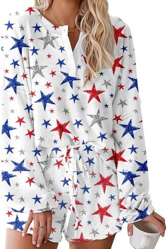 Roshop st patricks day pajamas Women Ruffle Long Sleeve Sets Holiday Lucky Irish Shamrock Pjs in Saudi Arabia