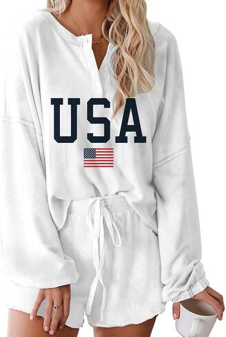 Roshop st patricks day pajamas Women Ruffle Long Sleeve Sets Holiday Lucky Irish Shamrock Pjs in Saudi Arabia
