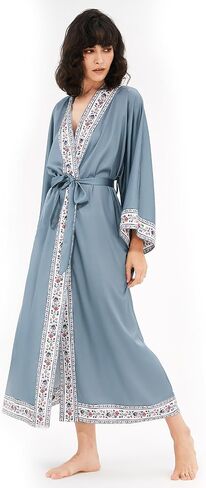 Women's Kimono Robe, Lightweight Long Soft Satin Robes, Light Bathrobe Nightgown Pyjamas for Sleepwear and Loungewear in Saudi Arabia