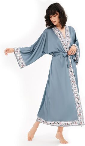 Women's Kimono Robe, Lightweight Long Soft Satin Robes, Light Bathrobe Nightgown Pyjamas for Sleepwear and Loungewear in Saudi Arabia
