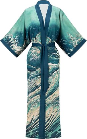 Women's Kimono Robe, Lightweight Long Soft Satin Robes, Light Bathrobe Nightgown Pyjamas for Sleepwear and Loungewear in Saudi Arabia