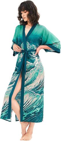Women's Kimono Robe, Lightweight Long Soft Satin Robes, Light Bathrobe Nightgown Pyjamas for Sleepwear and Loungewear in Saudi Arabia