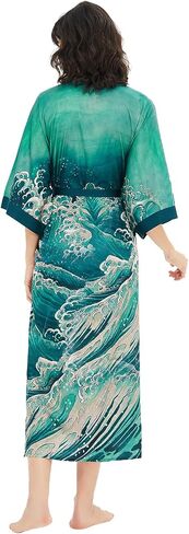 Women's Kimono Robe, Lightweight Long Soft Satin Robes, Light Bathrobe Nightgown Pyjamas for Sleepwear and Loungewear in Saudi Arabia
