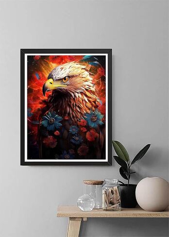 Diymood Paint by Numbers for Adults Eagle, DIY Oil Painting Flower Acrylic Paint by Number Kits for Adults Beginner for Home Wall Decor 16x20 inch in Saudi Arabia