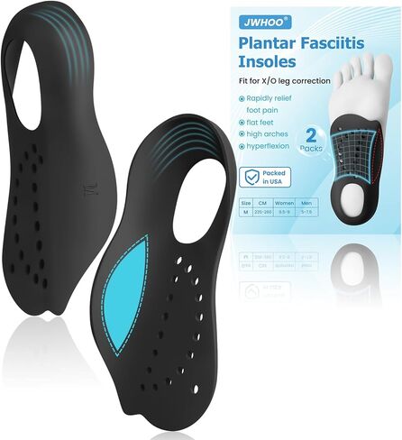 Arch Support Orthotics Shoe Inserts 1 Pair, Rapidly Relief Foot Pain, Flat feet, X/O Leg Correction, Plantar Fasciitis High Arches Insoles for Men &Women Standing All Day-Black,Size M in Kuwait