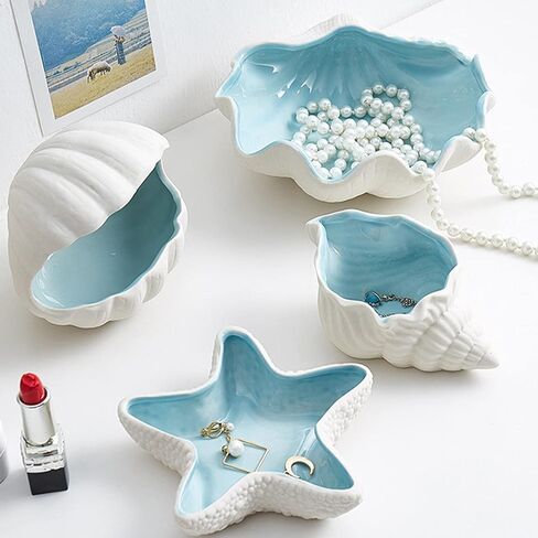 Jewelry Tray Ceramic Ring Holder Dish 10.6" x 7.9" Black Key Bowl Birthday Gifts for Women Leaf Aesthetic Coffee Table Decor Cute Room Apartment Bathroom Dresser Decor Bridesmaid Wedding Gifts in Saudi Arabia