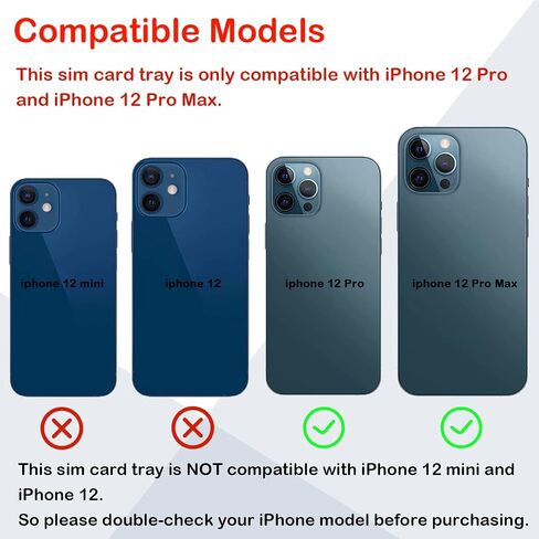 SIM Card Slot Tray Holder Replacement Compatible with iPhone 12 Pro 6.1 inch and iPhone 12 Pro Max 6.7 inch with Rubber Gasket and Sim Pin (Gold)(Single Sim Version) in Saudi Arabia