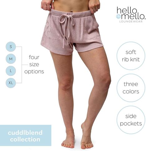 بلوزة Hello Mello CuddleBlend للسيدات بدون أكمام وسروال بيجامة منسوج مضلع مع جيوب جانبية - وردي، متوسط in Kuwait