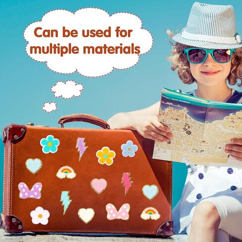 30 قطعة من رقع زين الشنيل الملونة للأطفال حديد على رقع الشنيل قوس قزح ابتسامة زهرة الركبة المطرزة على زينة DIY إكسسوار لملابس الظهر والسراويل والقبعات الجينز in Kuwait