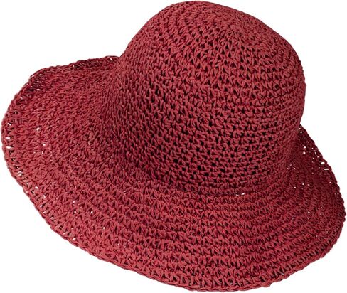 Womens Floppy Straw Sun Hat Foldable Packable Wide Brim Summer Beach Hat Crochet Bucket Hat in Saudi Arabia