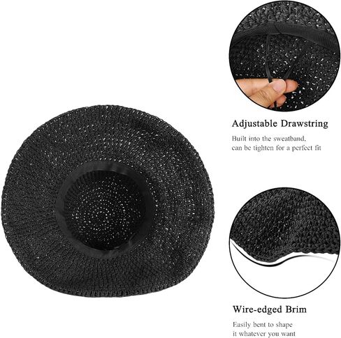 Womens Floppy Straw Sun Hat Foldable Packable Wide Brim Summer Beach Hat Crochet Bucket Hat in Saudi Arabia