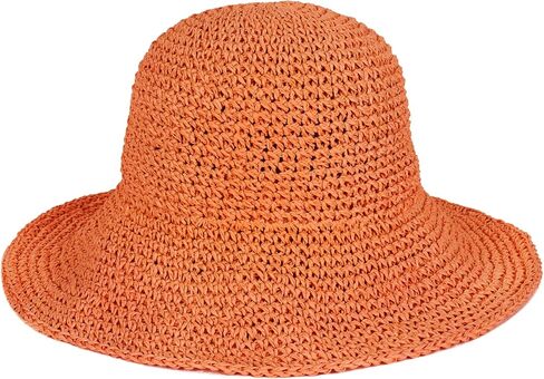Womens Crochet Straw Sun Hat Foldable Floppy Wide Brim Beach Hat for Summer in Kuwait