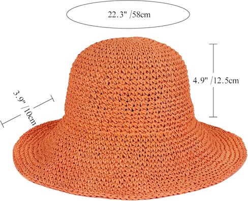 Womens Crochet Straw Sun Hat Foldable Floppy Wide Brim Beach Hat for Summer in Kuwait