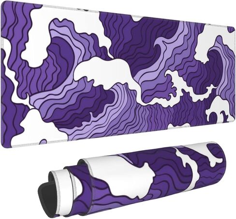 Japanese Purple Wave Large Mouse Pad XL Extended Gaming Mouse Pad Mat Desk Pad with Stitched Edge,Full Desk Mousepad for Office,Computer,Keyboard 31.5 X 11.8 Inch (Japanese Purple White Wave) in Saudi Arabia