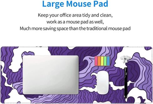 Japanese Purple Wave Large Mouse Pad XL Extended Gaming Mouse Pad Mat Desk Pad with Stitched Edge,Full Desk Mousepad for Office,Computer,Keyboard 31.5 X 11.8 Inch (Japanese Purple White Wave) in Saudi Arabia
