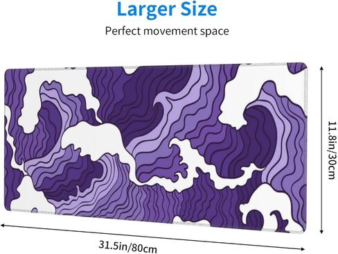 Japanese Purple Wave Large Mouse Pad XL Extended Gaming Mouse Pad Mat Desk Pad with Stitched Edge,Full Desk Mousepad for Office,Computer,Keyboard 31.5 X 11.8 Inch (Japanese Purple White Wave) in Saudi Arabia